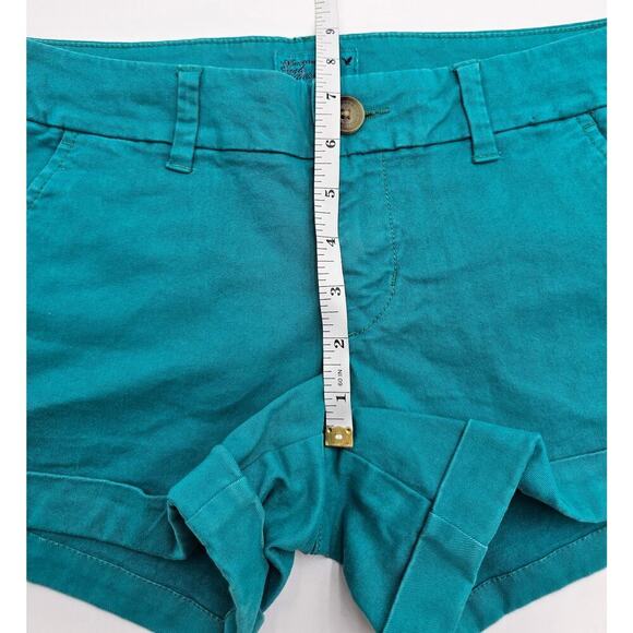 2 Pair American Eagle Women's Size 6 Teal and Pink Cuffed Stretch Shorts - Picture 4 of 15